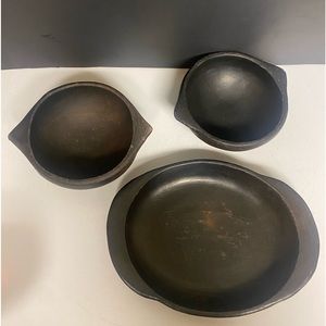 Colombian Chamba Clay Pottery Soup Bowls Platter Set Three Piece